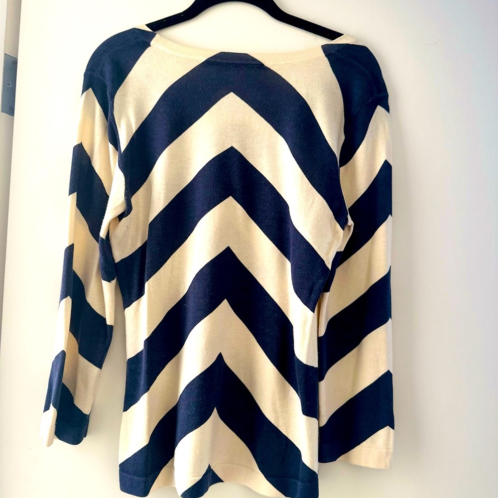 Diane Von Furstenberg Navy and Cream Top/Sweater (Lightly Worn)
